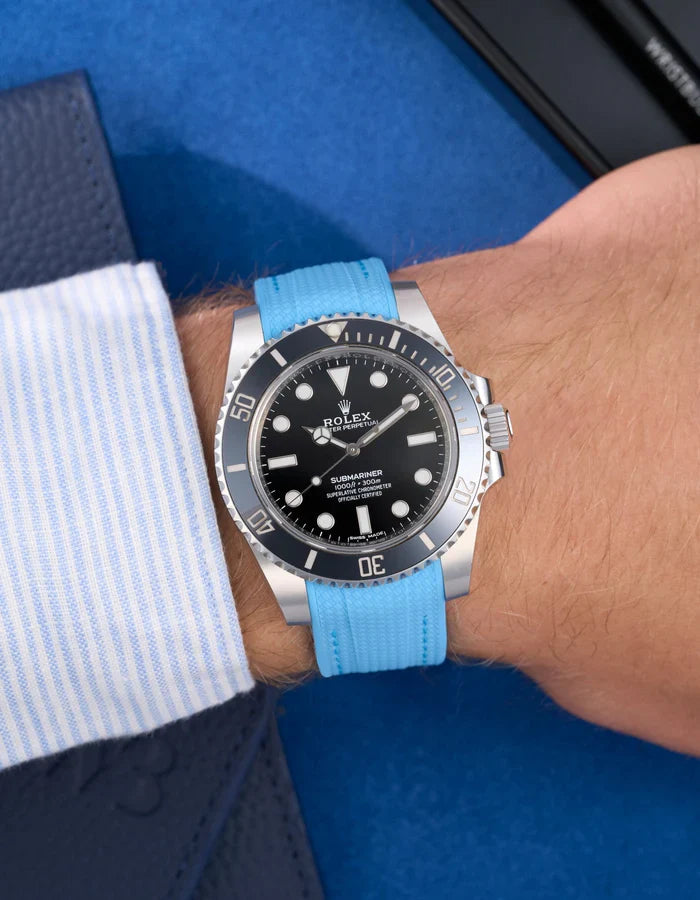 Premium Curved Rubber Strap - Capri Blue
