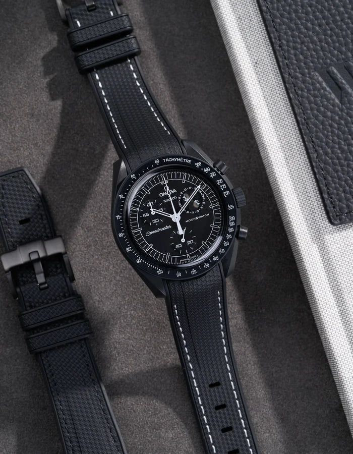 Premium Curved Rubber Strap - Black and White Dots