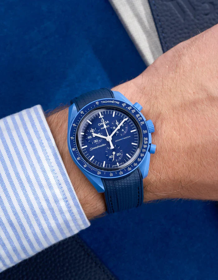 Premium Curved Rubber Strap - Blue