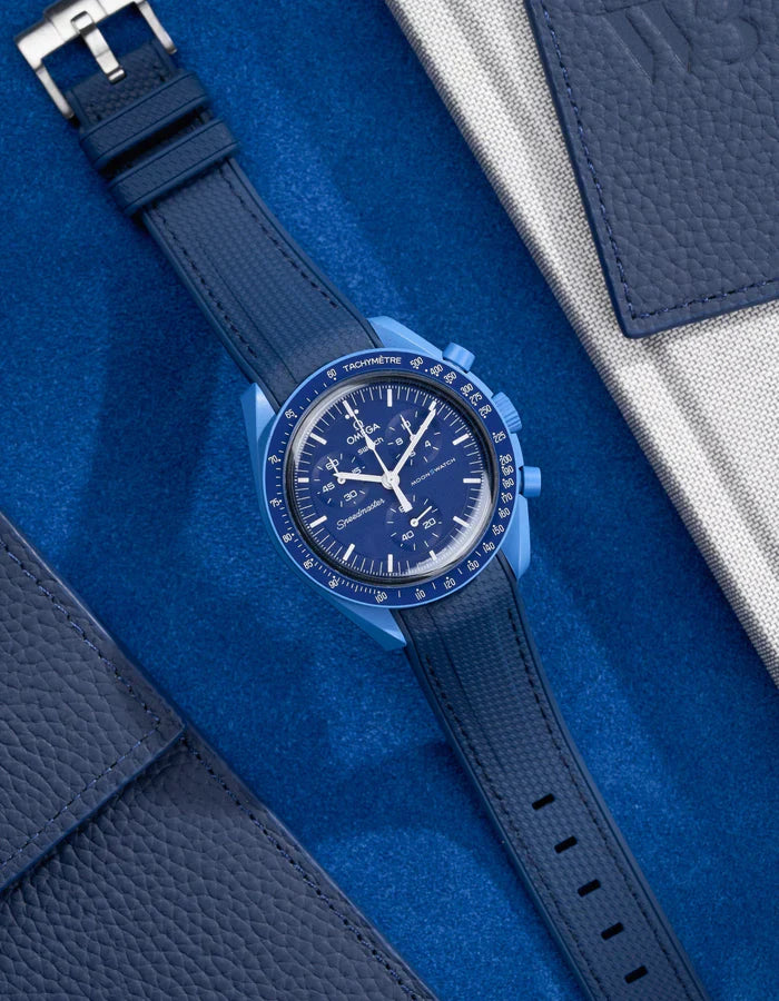 Premium Curved Rubber Strap - Blue