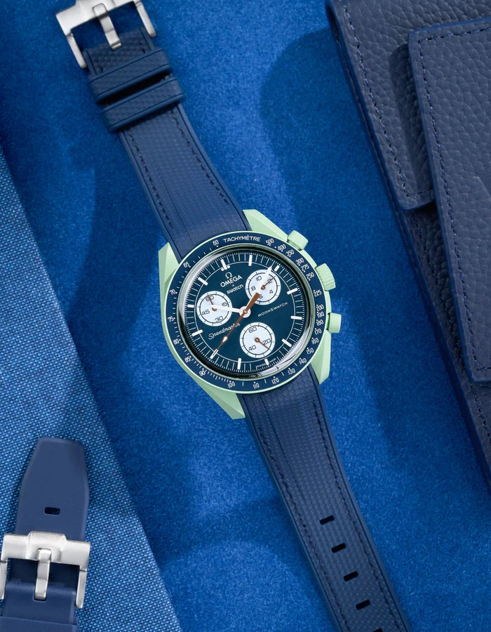 Premium Curved Rubber Strap - Blue