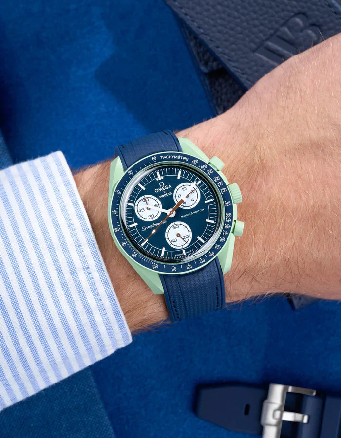 Premium Curved Rubber Strap - Blue