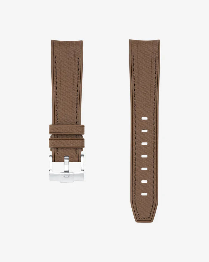 Premium Curved Rubber Strap - Brown