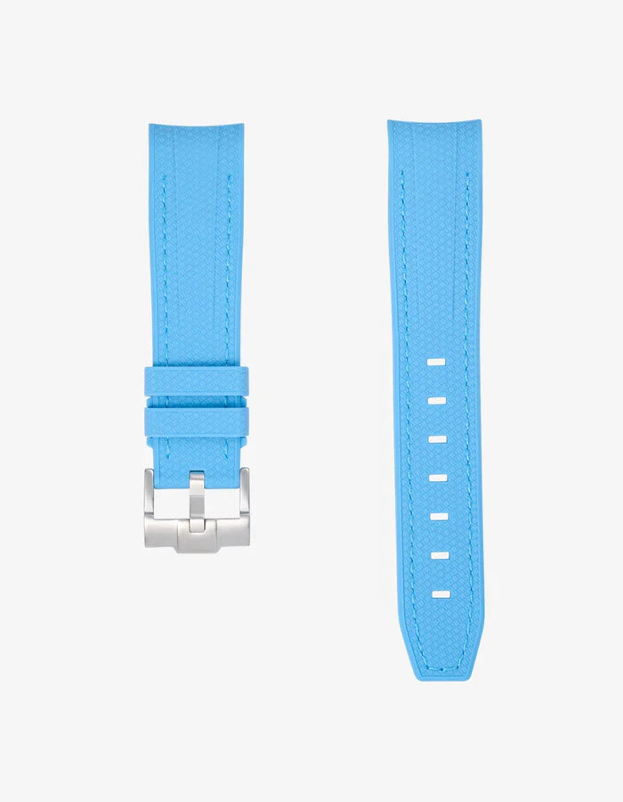 Premium Curved Rubber Strap - Capri Blue