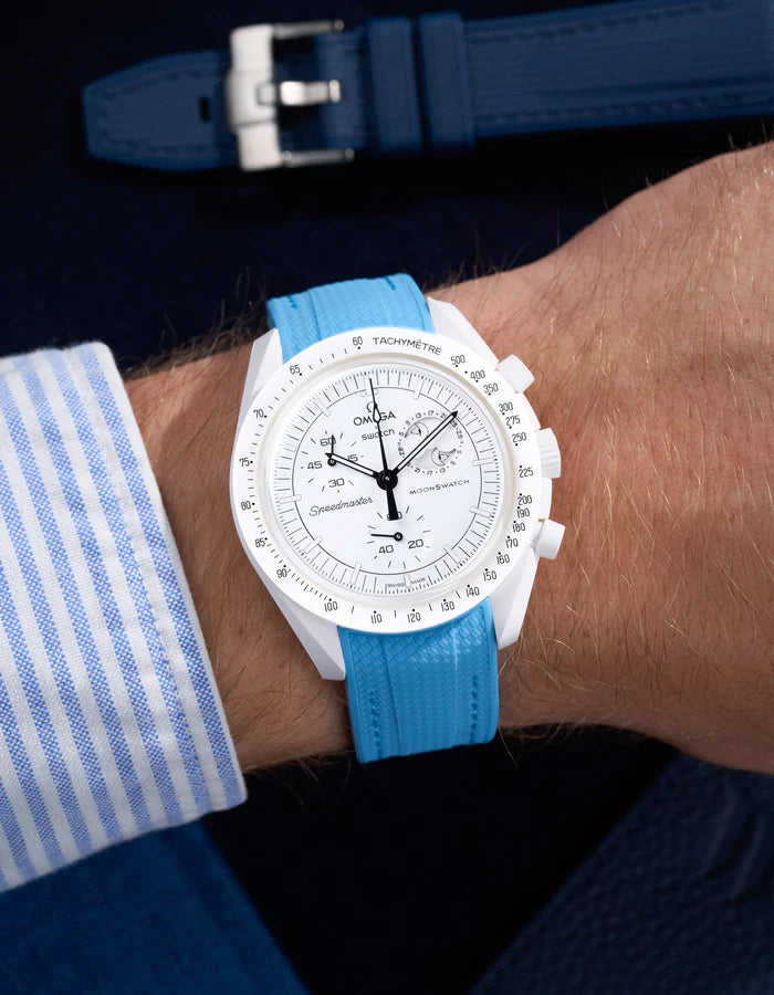 Premium Curved Rubber Strap - Capri Blue