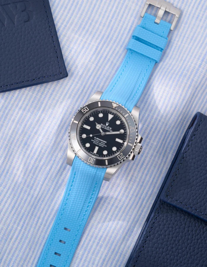 Premium Curved Rubber Strap - Capri Blue