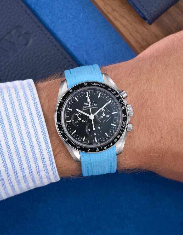 Premium Curved Rubber Strap - Capri Blue