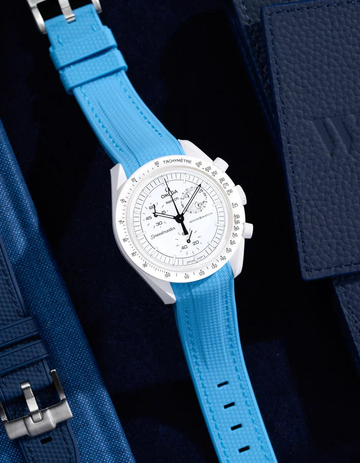 Premium Curved Rubber Strap - Capri Blue