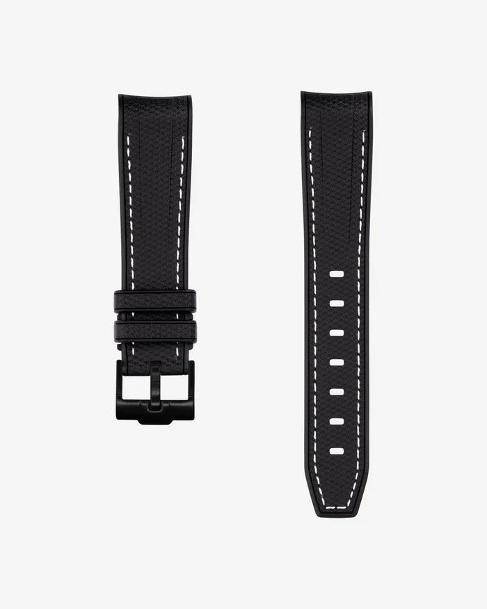 Premium Curved Rubber Strap - Black and White Dots