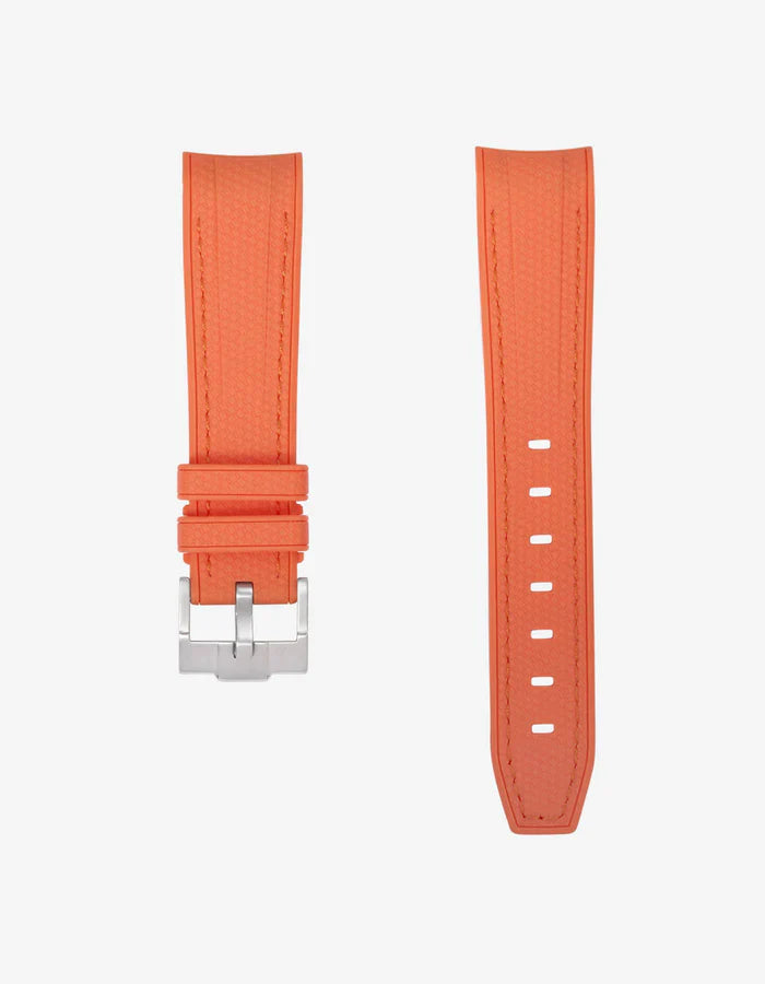 Premium Curved Rubber Strap - Lava Orange